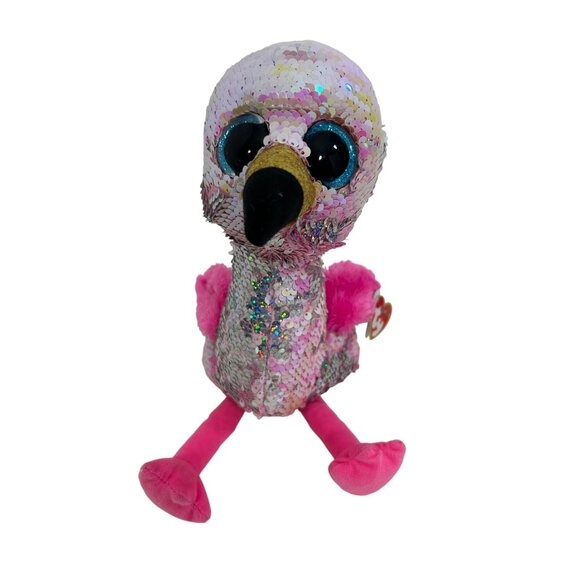 Ty Flippables Pinky Flamingo Beanie Babies Plush Toy Stuffed Animal Beanbag Kids - Picture 10 of 16